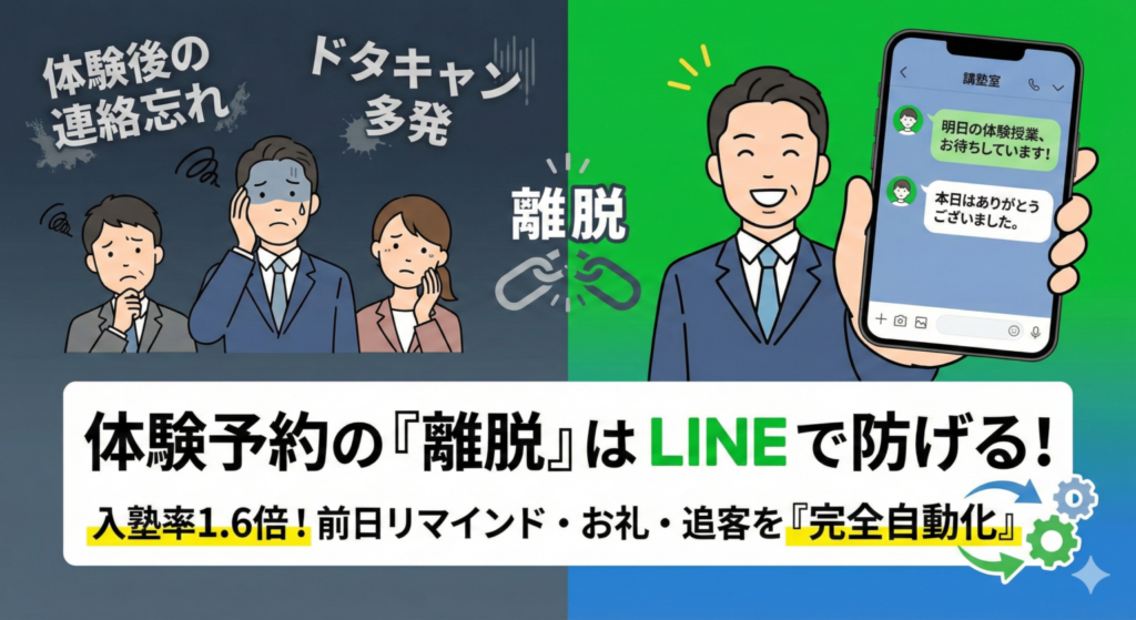 当日キャンセル23%→7%！体験入塾の歩留まりを劇的に改善する「LINE自動化シナリオ」4つのステップ